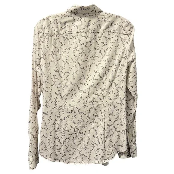 Chaps Womens No Iron Button-Up Shirt Sz M White Floral 100% Cotton Long Sleeve - Picture 13 of 13